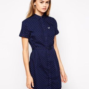 Fred Perry navy / polka dot shirt dress, size 6